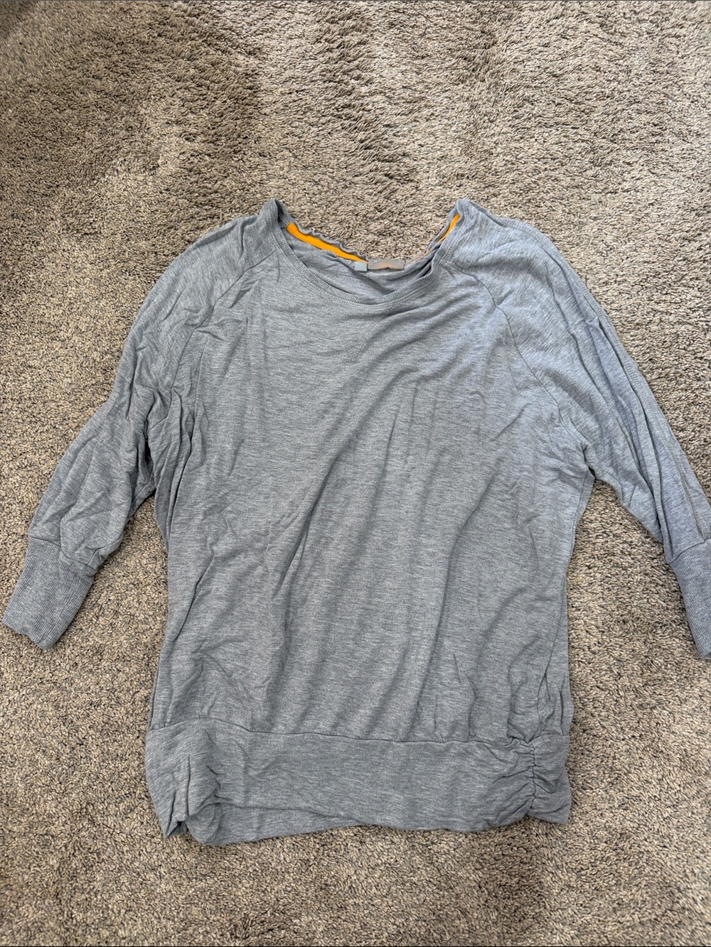Athleta Light Gray Pullover with Yellow Trim
